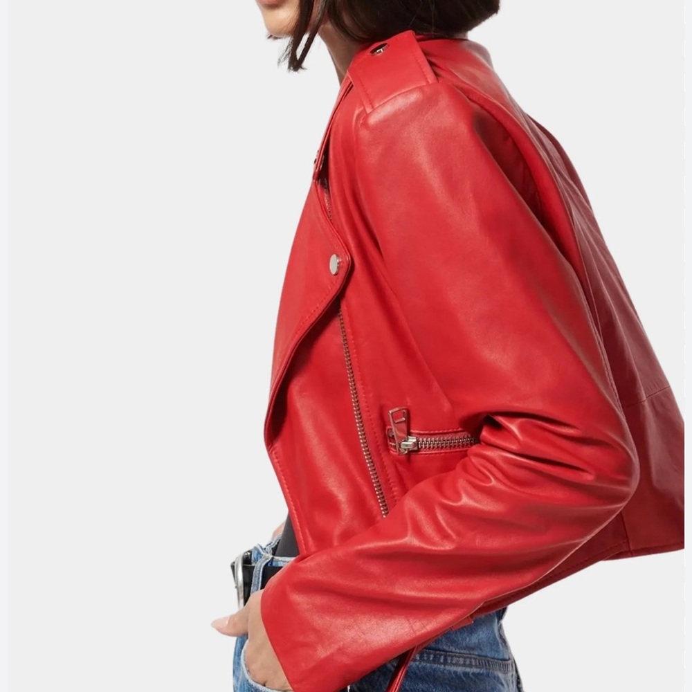 MAJE leather jacket. Worn 2-3 times. Size 36. RED